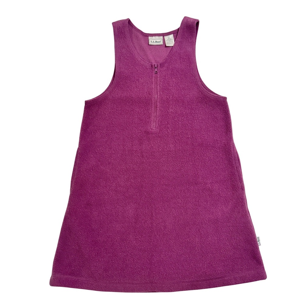 L.L. Bean Fleece Jumper Dress Kids Small 6-7 Purple Sleeveless Pockets